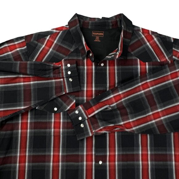 Men's 3XL Tall Pearl Snap Plaid Long Sleeve Flannel Shirt Boulder Creek - Picture 2 of 11
